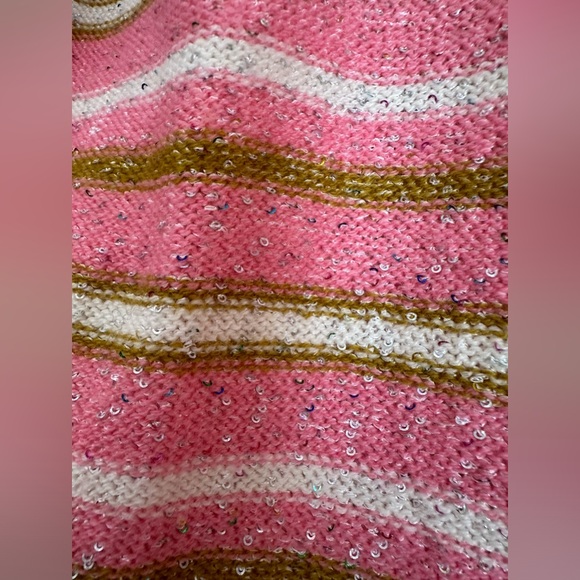 Happy Sheep crew neck  NWT Size Medium Pink-Green Sparkly with white stripes - Picture 7 of 10